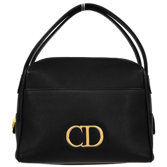 Christian Dior Black Leather CD Logo Handbag - Picture 1 of 10